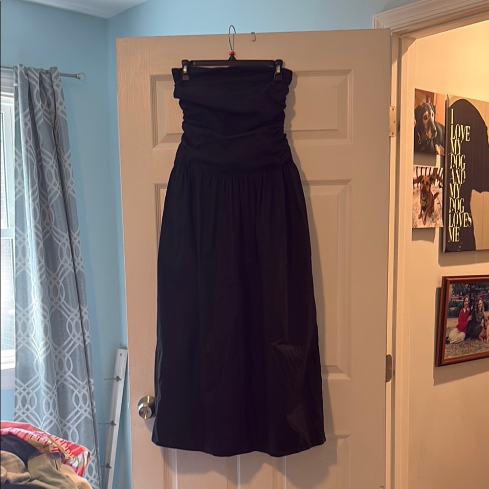 Strapless Black Midi Dress - Classic Women's Dress